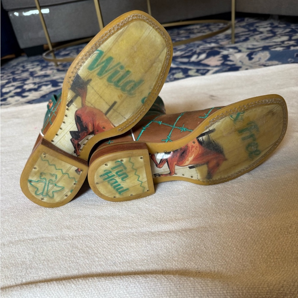 Tin Haul Brown and Teal Cowboy Boots - Picture 5 of 6